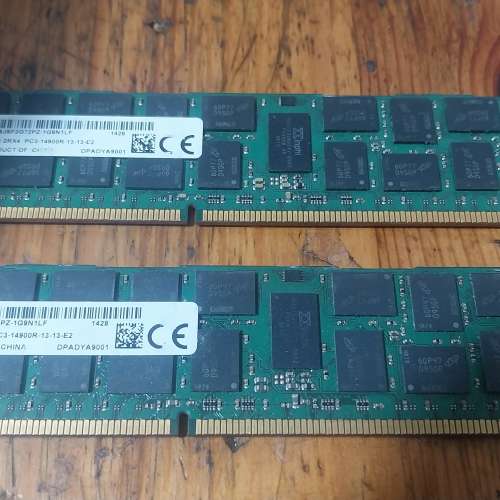 Micron 32GB (16GB x 2) PC3-14900R DDR3 1866 ECC REG RAM伺服器記憶體