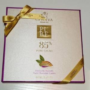 Godiva PURE 85% Distinctly Smooth Dark Chocolate Carres Gift Box 16 pcs