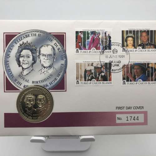 (1991)QEII Royal Birthday Commemorative coin with First day cover