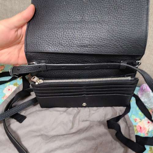 英國 ALLSAINTS 全真皮銀包斜孭袋