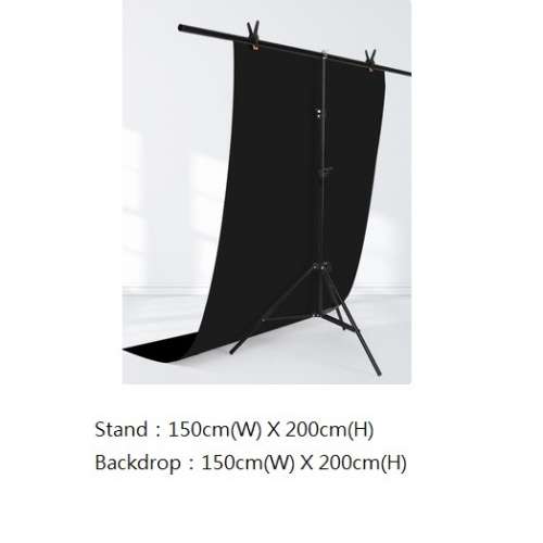 150cm(W) X 200cm(H) T-Shaped Stand With 150cm(W) x 200cm(H) PVC Black Backdrop...