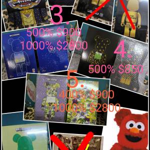 退坑 Bearbrick Macau UM,The First Baby,LA,青蘋果，遊戲王，Elmo，藤原浩，泰國神...