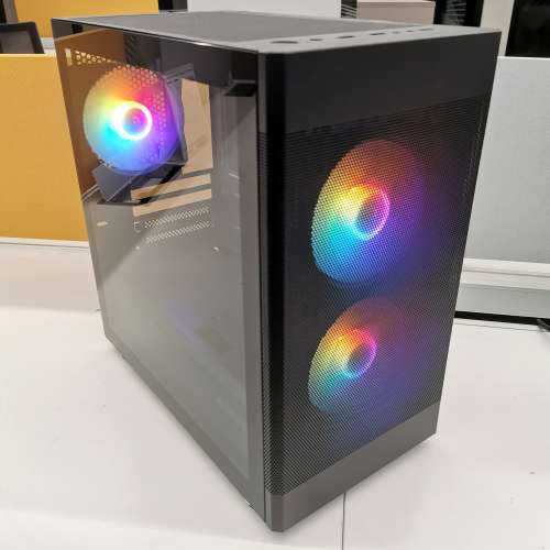 ARES Andras Rainbow LED MATX 電競 側透 玻璃 機箱 Rainbow LED FAN Computer Case