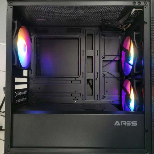ARES Andras Rainbow LED MATX 電競 側透 玻璃 機箱 Rainbow LED FAN Computer Case