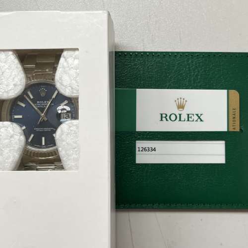 全新Rolex DJ41 藍面牙圈格帶，全套齊，咭有名