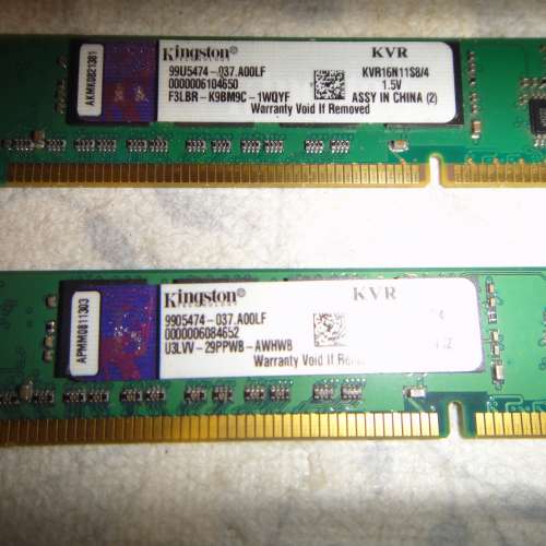 Desktop Ram Kingston 4Gx2 共8GB DDR3 1600 單面