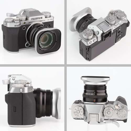 Haoge LH-X35 Bayonet Square Metal Lens Hood For Fujifilm 銀色方形遮光罩