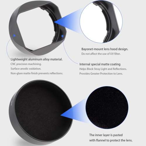 Haoge LH-X35VB Bayonet Square Metal Lens Hood 方形遮光罩