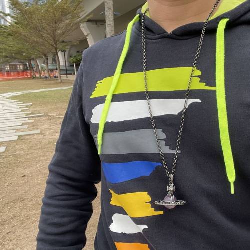 Vivienne Westwood Small Orb Necklace 頸鍊 Pendant Silver Purple Gunmetal Flower