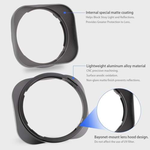 Haoge LH-X13 Bayonet Square Metal Lens Hood For Fujifilm 1855 方形遮光罩