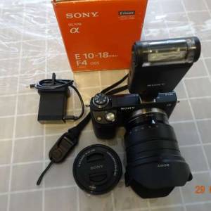 sony nex-6無反机身加16-50mm鏡頭加10-18mm鏡頭加原廠閃光灯