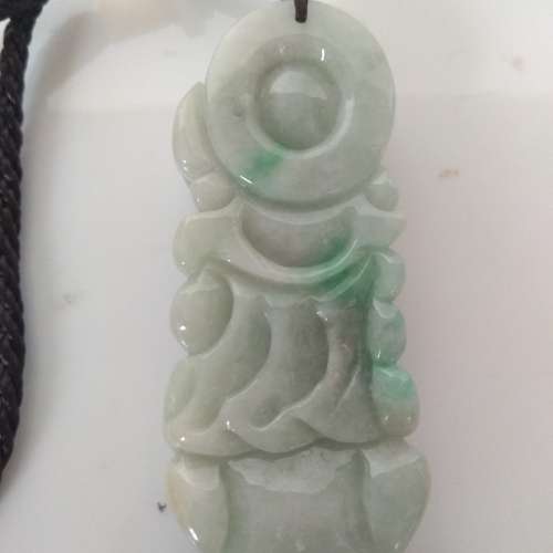 翡翠A玉觀音吊墜/手把件，有色好工圓滑好水頭。no..A26.4.24