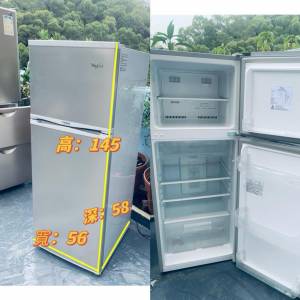 二手電器 Whirlpool 雙門無霜雪櫃 (可左/右門較)上置式急凍室 WF228 實用款 145CM高...