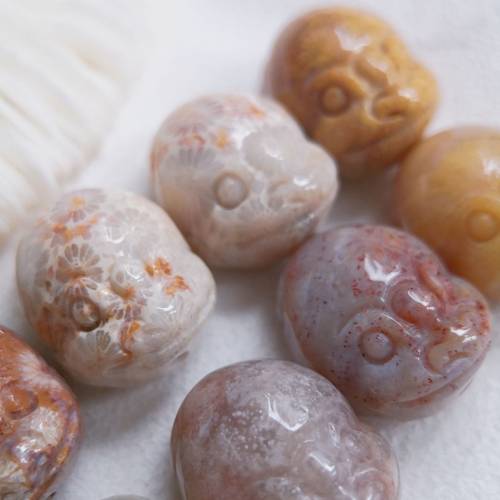 天然珊瑚玉 金蟾通孔手串小件