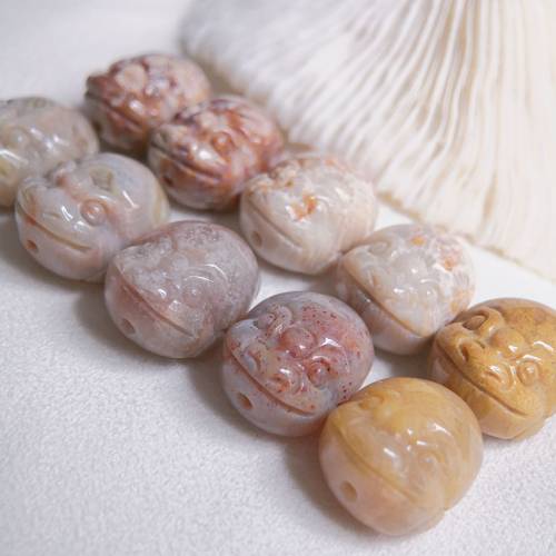 天然珊瑚玉 金蟾通孔手串小件