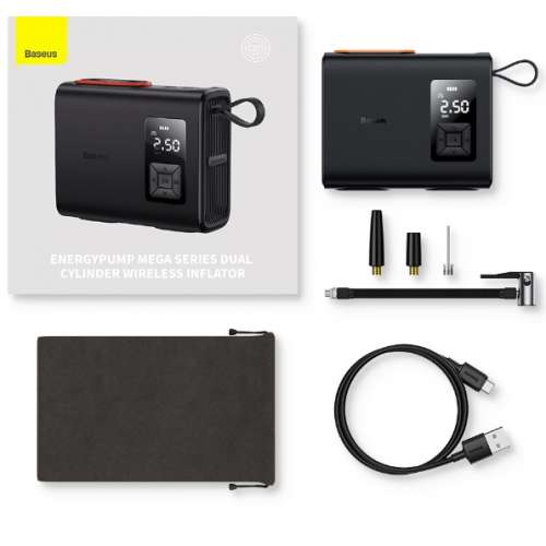 Baseus Tire Inflator R22 Alloy Dual Cylinder (22缸雙泵, 快充氣泵) Portable Ai...