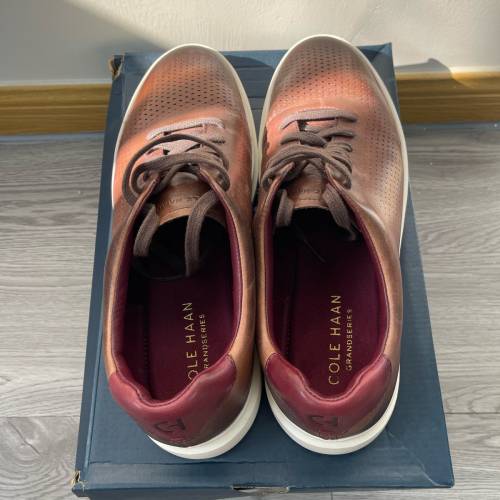 全新有盒美國品牌Cole Haan 啡色寬楦牛津小板鞋