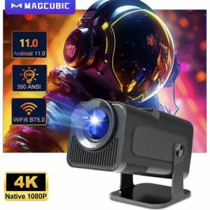 Smart Projector 4K Wi-Fi 6 (Dual Band 2.4/5GHz) , Native 1080P, Built-in Android