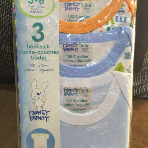 👶 HONEY BUNNY Baby Bodysuit 3pc Gift Set 3-6 months MIX NEW 嬰兒連體衣3件套👶