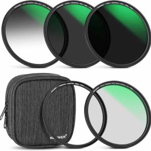NEEWER 5-in-1 Magnetic Lens Filter Kit (1/4 Black Diffusion+GND8+ND8+ND64+Ring)