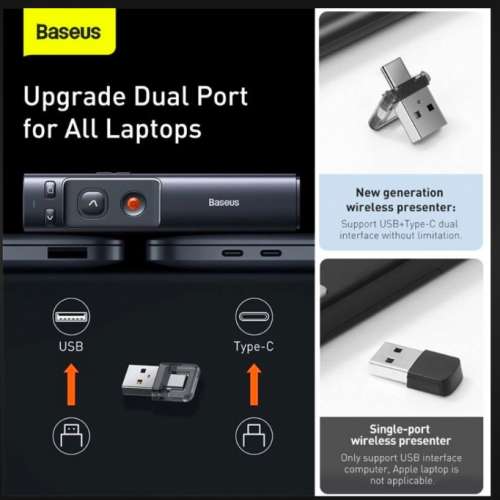 2-In-1 Baseus Presenter Wireless Remote Control 2.4GHz GREEN Laser 🟢