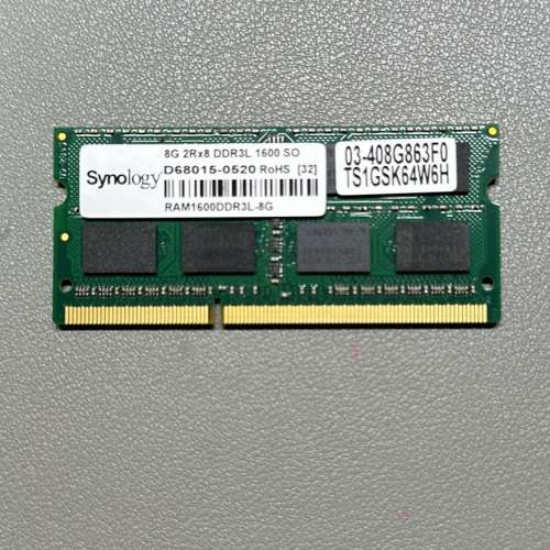 Synology NAS 專用 8GB RAM 原裝 DDR3L 1600MHz (RAM1600DDR3L-8GB)