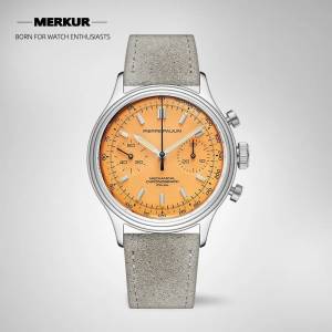 免郵 凡致Merkur PIERRE PAULIN 38MM 70年代復古熊貓款計時男士機械複雜腕錶 ST19...