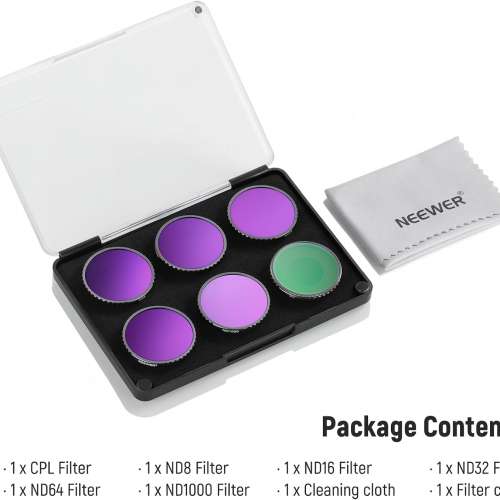 NEEWER ND/CPL Filters Kit For DJI Osmo Action 4 (6-Pack)
