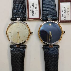 ( 全球唯一全新貨品）Vintage Seiko 5930-5470 超薄, 包白金和黃金八角石英皮帶錶 ...