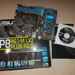 Asus p8 h61-m lx3 plus r2.0 SOCKET 1155 Matx Motherboard + 背板(自帶WIN 10 HOM...