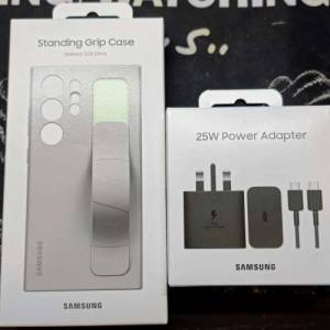 出售全新Samsung Galaxy S24 Ultra灰色矽膠保護殼及全新25W充電器及黑色原裝Type C...