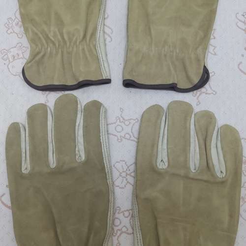 全新 米色+啡色全皮燒焊手套 勞工手套 燒焊手襪 建築手套 野營燒烤手套 耐磨 耐熱 ...