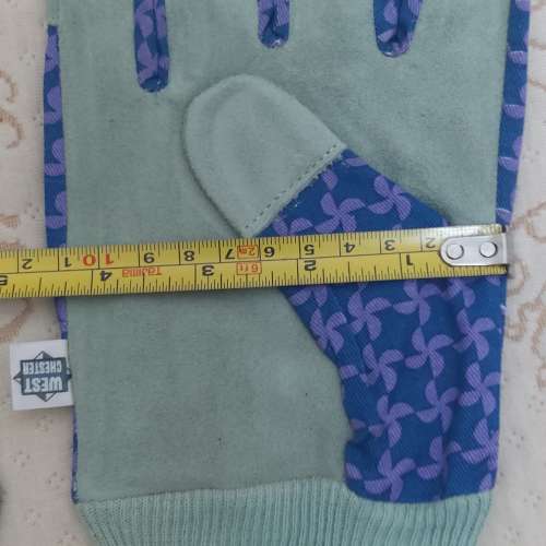 全新 灰綠色+紫花圖案燒焊手套 燒焊手襪 勞工手套 建築手套 野營燒烤手套 耐磨 耐熱...