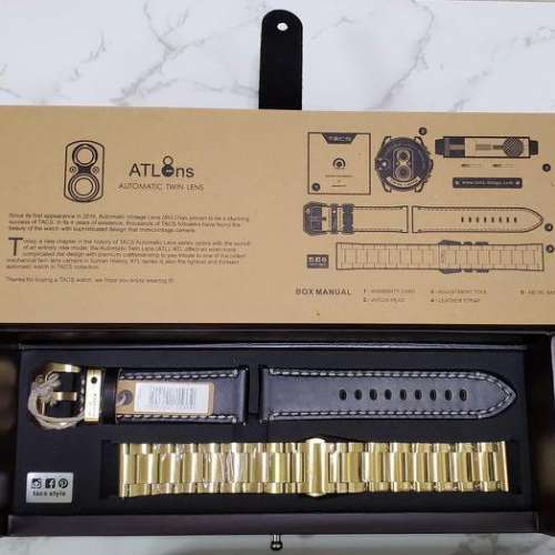 TACS ATL 復古黑金雙鏡頭自動錶 Automatic Twin Lens Retro Gold 2002B 黑色皮帶 ...