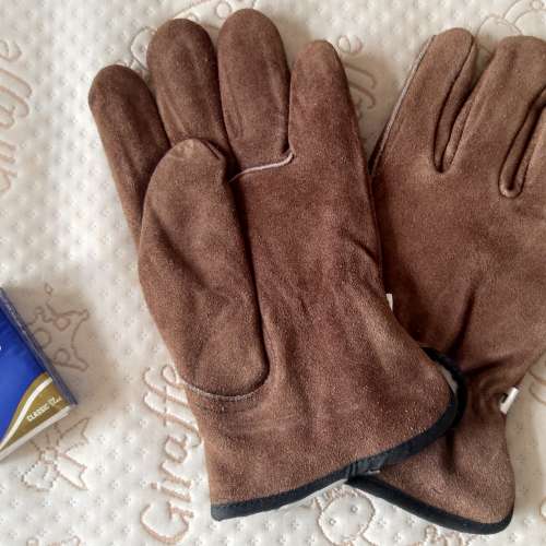 全新 棕色全皮厚料燒焊手套一對 燒焊手襪 建築手套 勞工手套 野營燒烤手套 耐磨 耐...