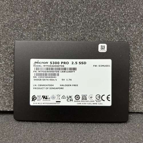 Micron 5300 PRO 960GB SSD 2.5″ SATA (MTFDDAK960TDS)