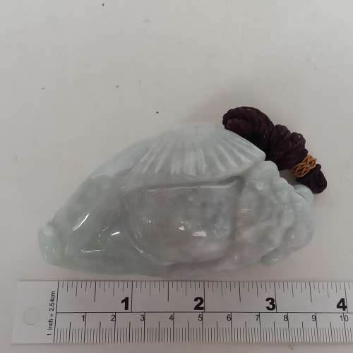 翡翠A玉，約3.5寸300克,鍾馗手把件/擺件，好雕工好水頭，接近冰種，收藏珍品。no.B...