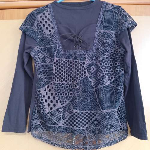 全新啡色半針織長袖衫 上衣 T恤 襯衫 襯衣 tee恤