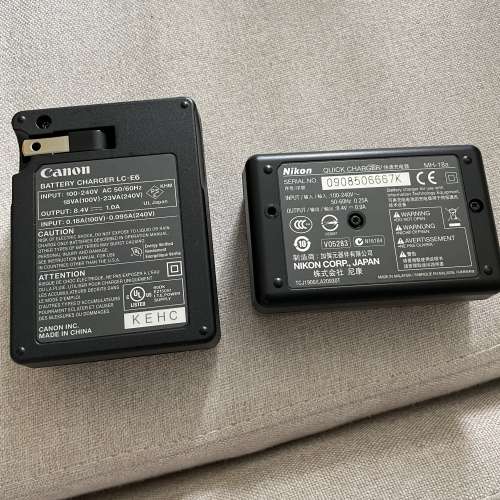 Canon LC-E6 + Nikon MH-18a charger