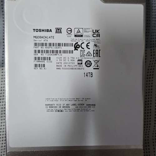 二手Toshiba 14TB 3.5吋硬碟