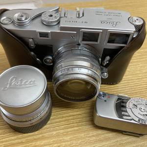 Leica M3 1957 DS 連兩鏡一測光錶送真皮套