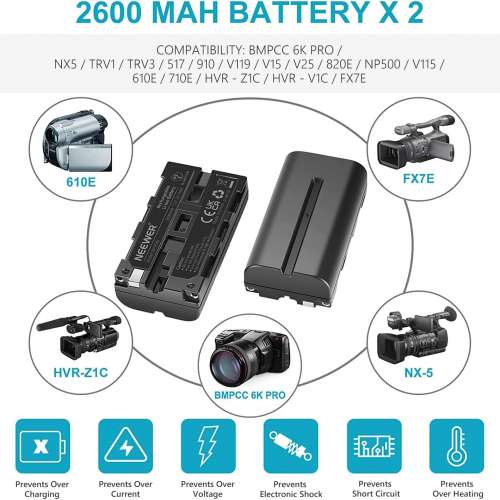 NEEWER NP-F550 Lithium-Ion Battery Pack With Charger For Sony  代用鋰電池連充電...