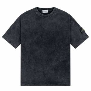 Stone lsland 石頭島夏季新款做舊洗水短袖T恤 顏色:水洗黑 水洗紫