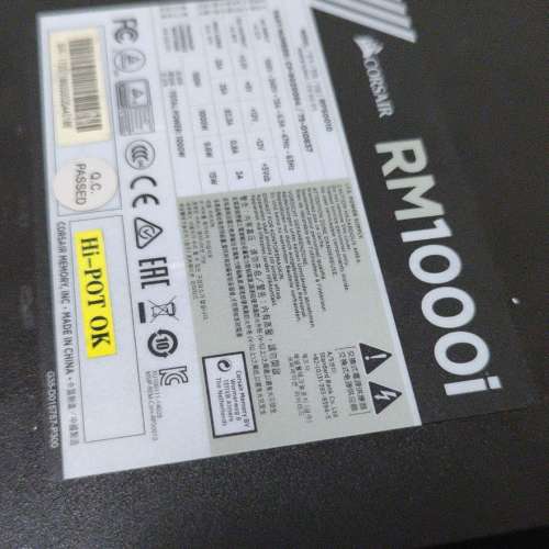 Corsair RM1000i 火牛 POWER Supply 80%NEW 100%WORK 600HKD