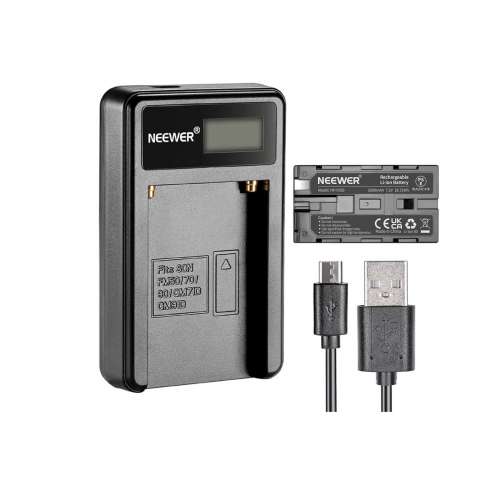 NEEWER NP-F550 Lithium-Ion Battery Pack With LCD Display Micro USB Charger