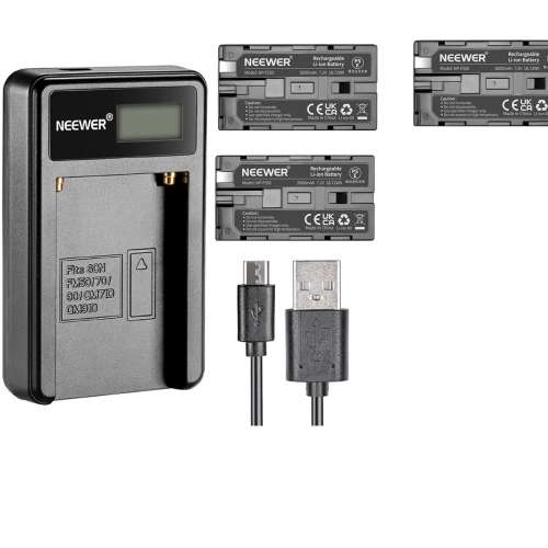 NEEWER NP-F550 Lithium-Ion Battery Pack With LCD Display Micro USB Charger