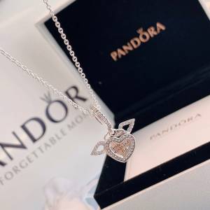 Pandora 天使之翼 潘多 拉心形項鍊❤925純銀鎖骨鏈 項鍊