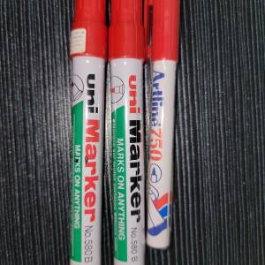 全新 三菱 紅色 Red Color Uni Paint Japan Artline 漆油筆 馬克筆 Marker Pen 3支...