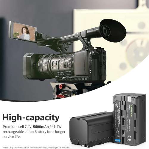 NEEWER NP-F750 Lithium-Ion Battery Pack With LCD Display Micro USB Charger