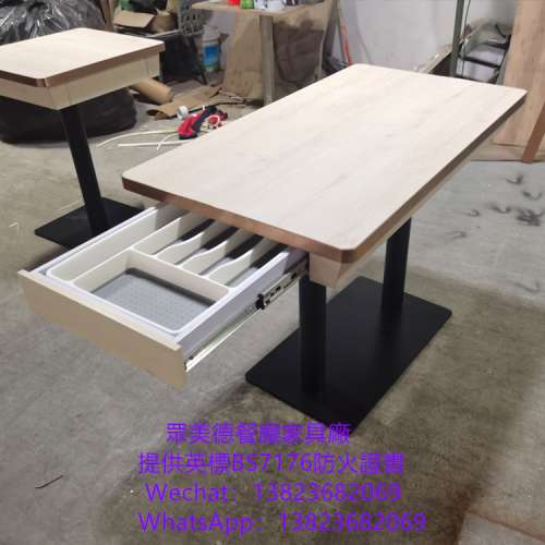 西餐廳桌椅table加工製造廠商,訂造雲石枱面,實木封邊防火板餐廳餐枱訂造,防火膠板抽...